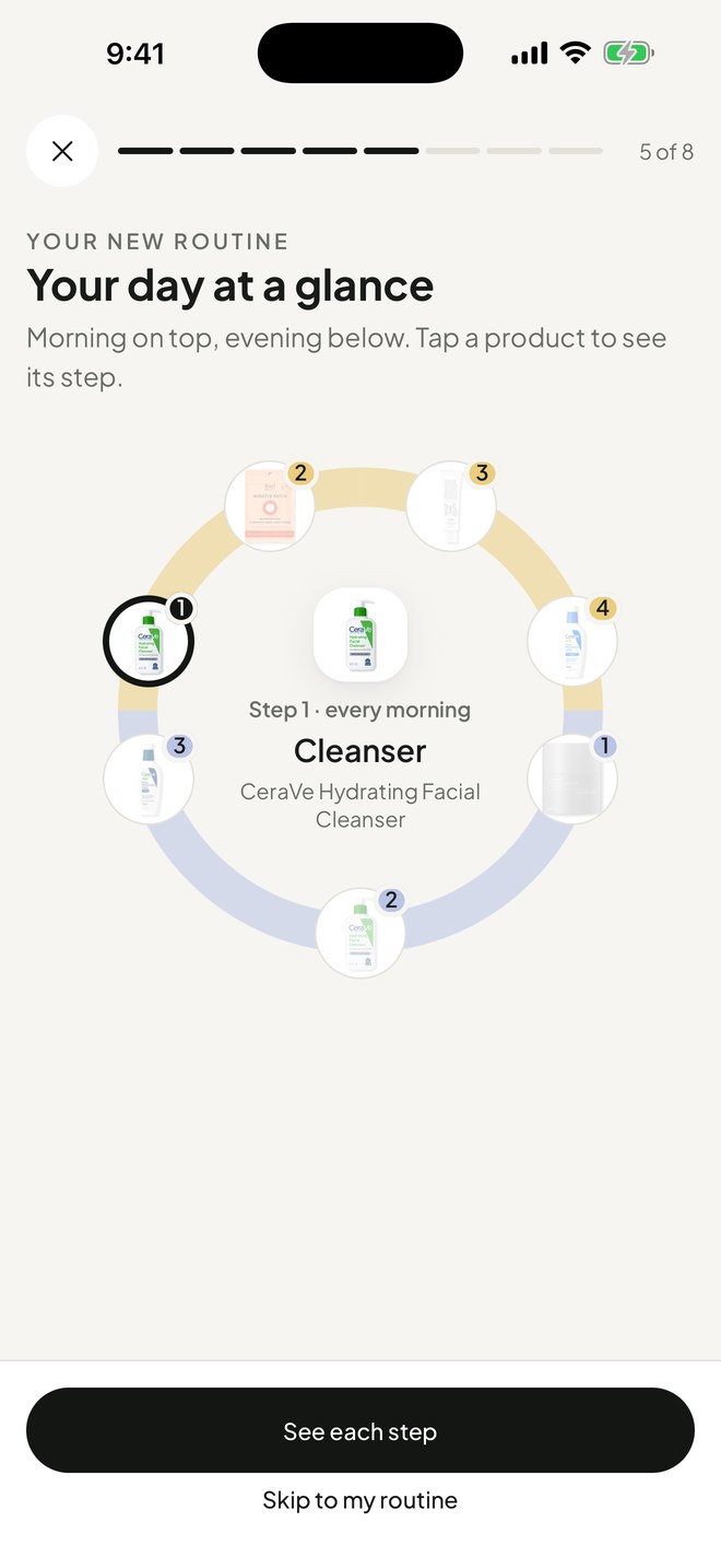 Your day at a glance: morning and evening steps on one dial